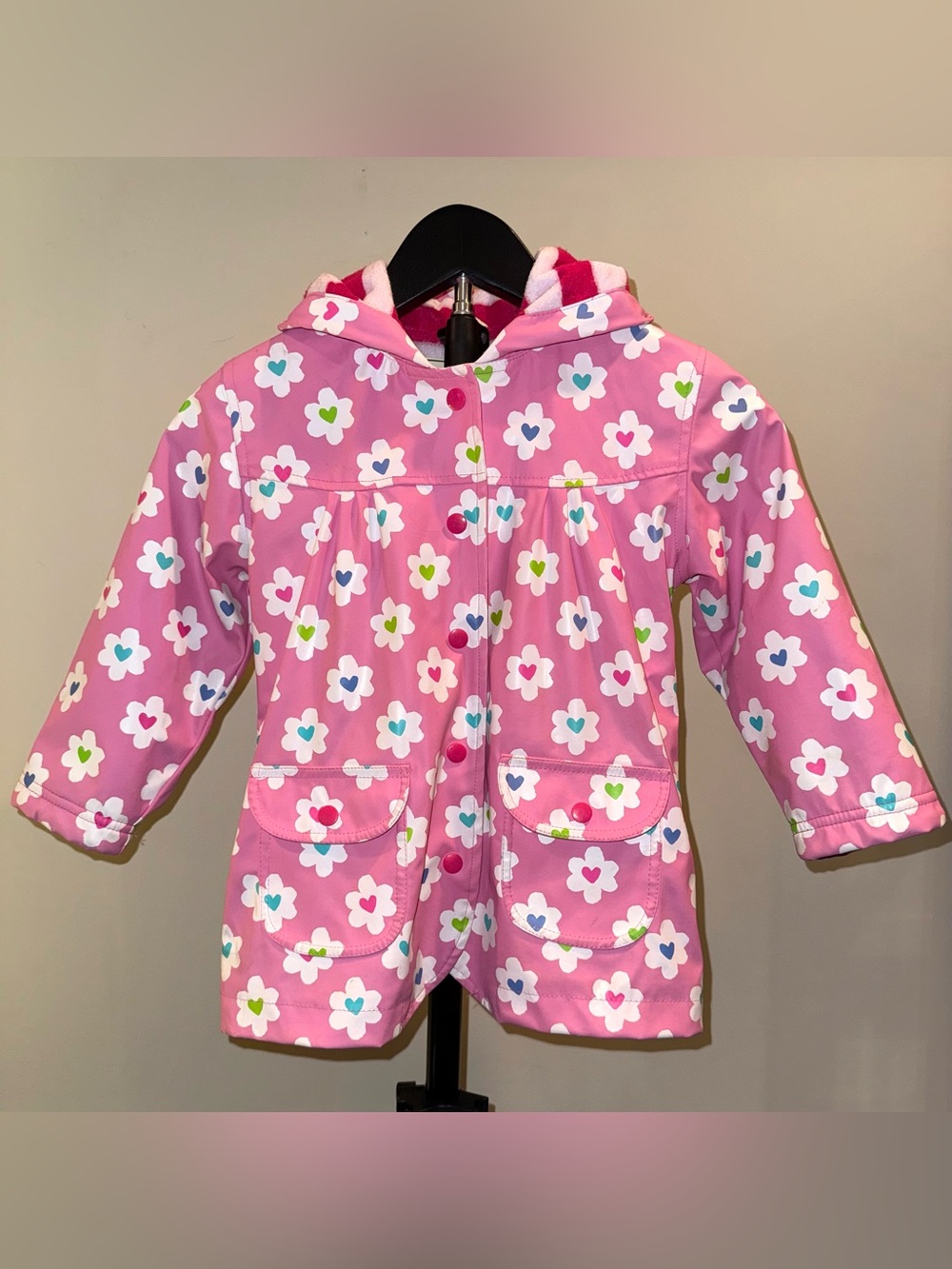 Hatley flower heart garden raincoat, size 4